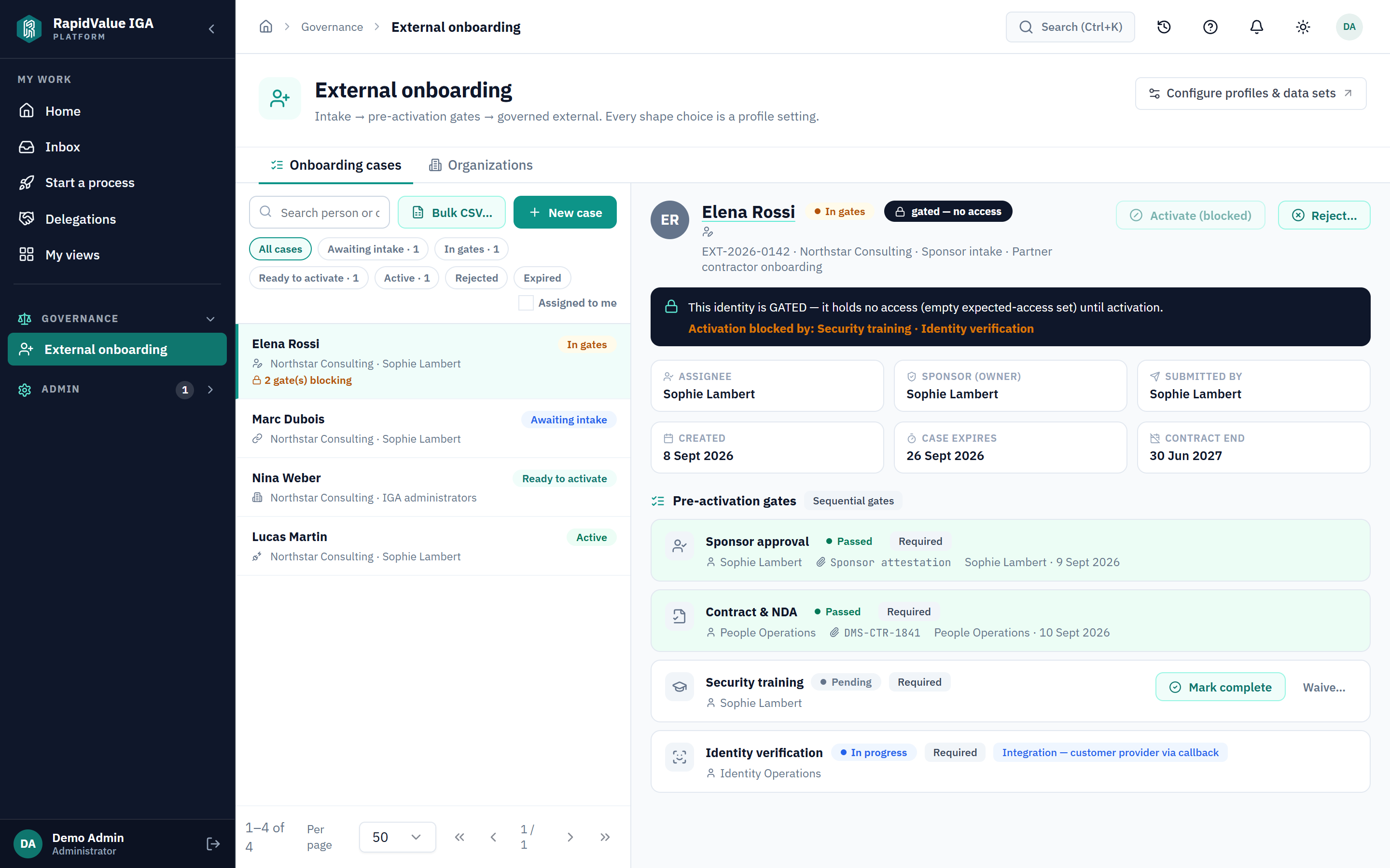 External identity management in the RapidValue product